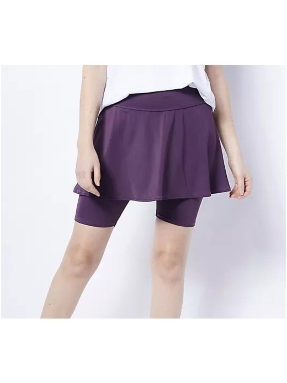 Zuda Swim Skort Small Skirted Bermuda Purple Blackberry Nylon Blend NEW